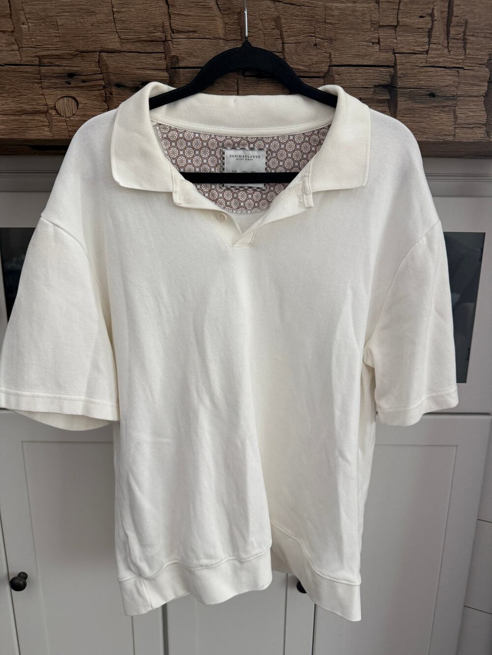 Denim & Flower Ricky Singh Cream Knit Polo Sz XL Relaxed Fit Resort Coastal